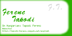 ferenc tapodi business card